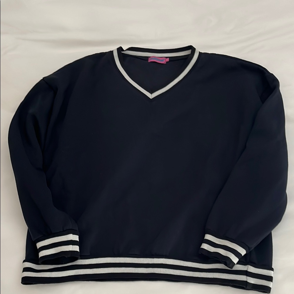 Edikted Navy V-Neck Sweatshirt